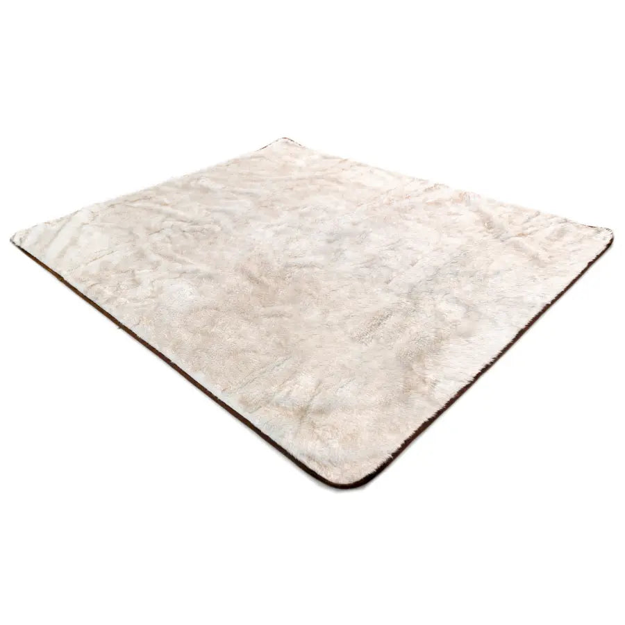 PupProtector™ Summer Short Fur Waterproof Throw Blanket - White with Brown Accents Paw.com