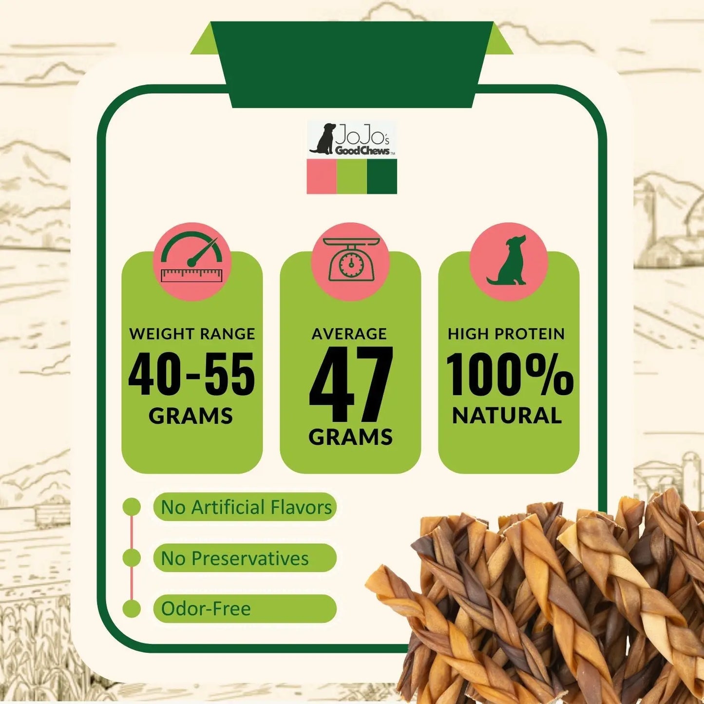 All-Natural Braided Collagen Stick Dog Treats, Supports Joint, Skin & Coat Health – 6-Inch Standard (25/case) American Pet Supplies