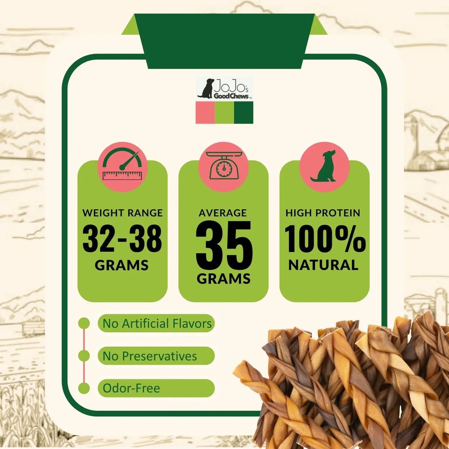 All-Natural Braided Collagen Stick Dog Treats, Supports Joint, Skin & Coat Health – 6-Inch Standard (4-Pack) American Pet Supplies