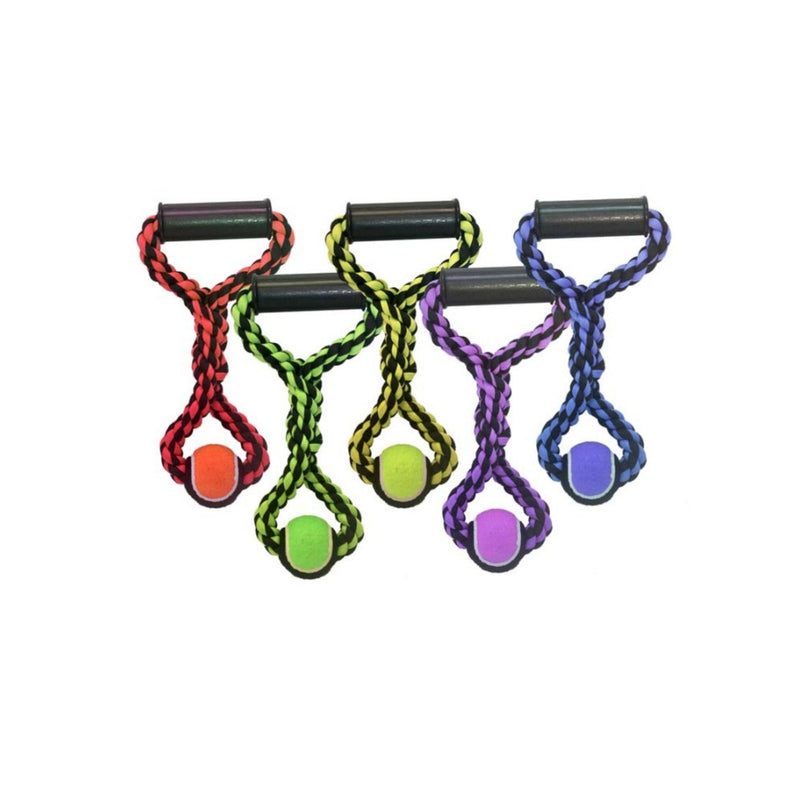 Multipet Nuts for Knots Rope Tug Dog Toy With Tennis Ball Assorted, 1ea/14 in, SM