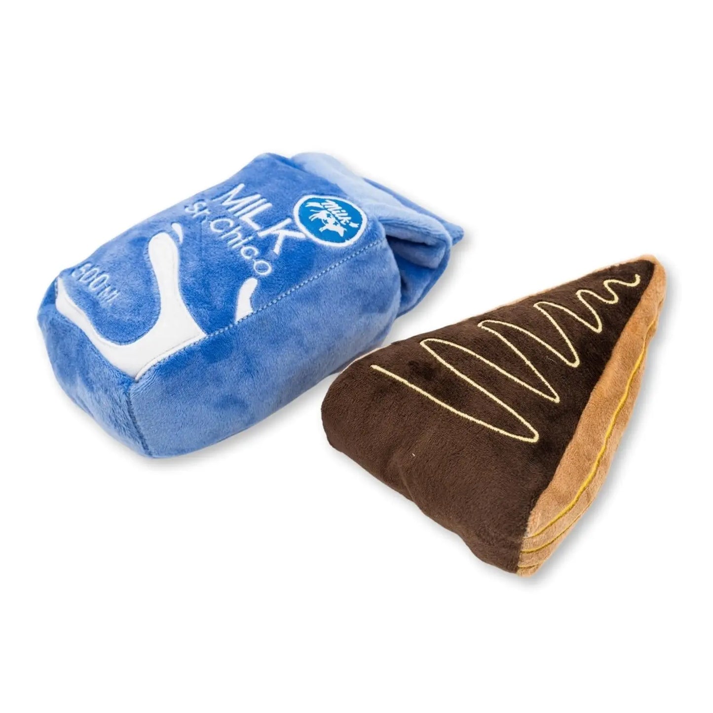 Cake Slice & Milk Midnight Snack Plush Dog Toy Gift Set – with Squeaker & Crinkle Paper American Pet Supplies