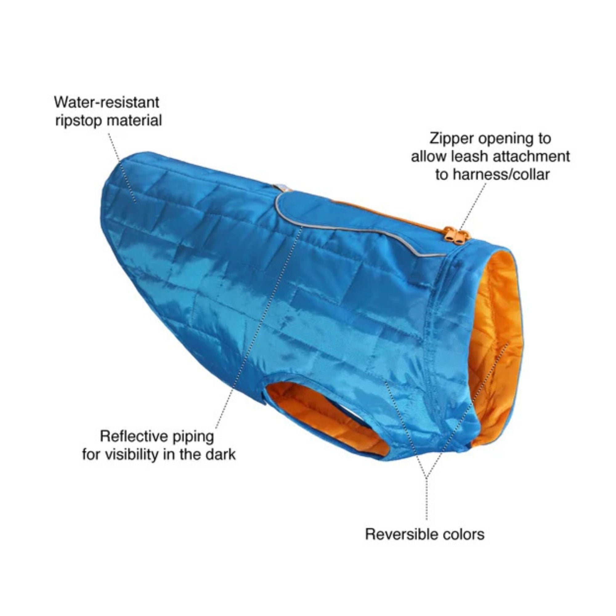 Kurgo Dog Jacket Loft Blue/Orange Medium
