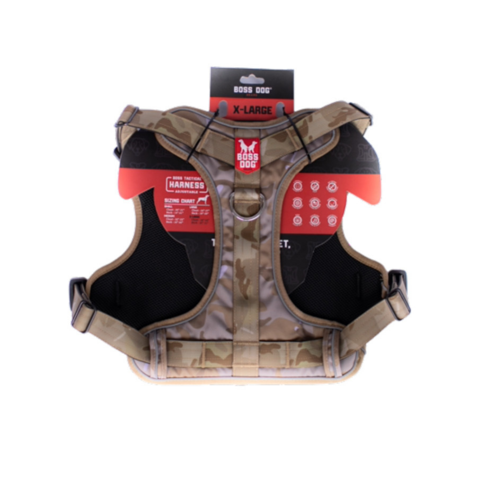 Boss Dog Tactical Dog Harness Tan Camo, 1ea/XL