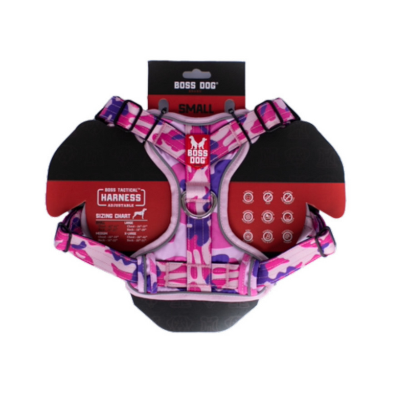 Boss Dog Tactical Dog Harness Pink Camo, 1ea/SM