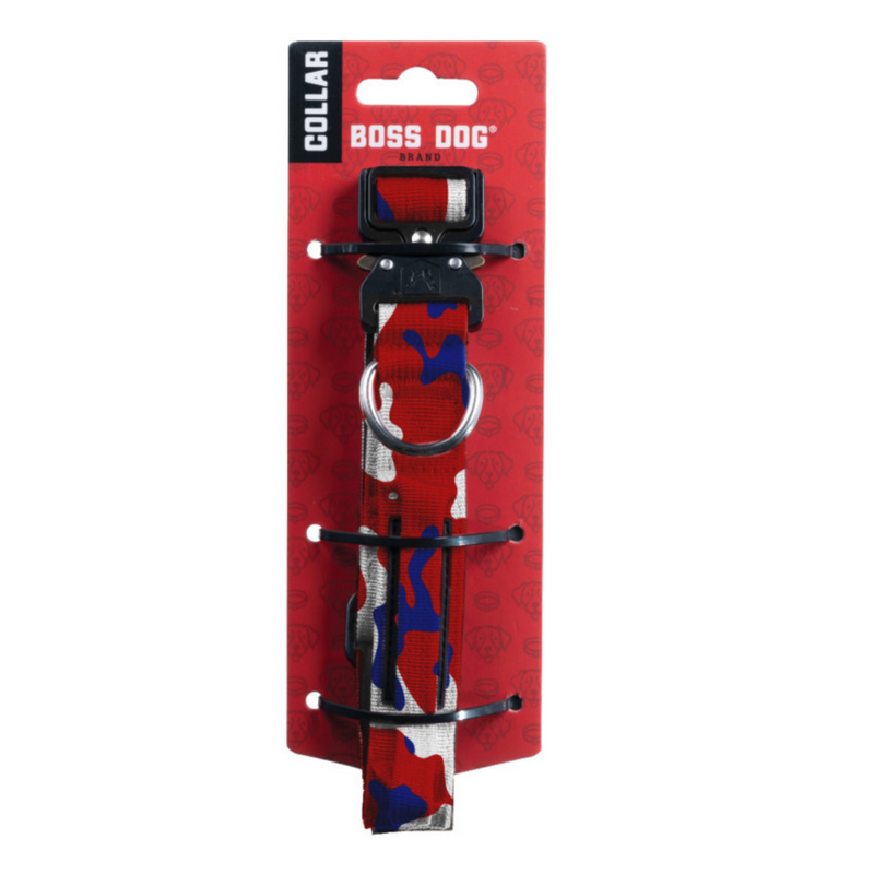Boss Dog Tactical Adjustable Dog Collar Red, White, Blue, 1ea/SM, 1316 in