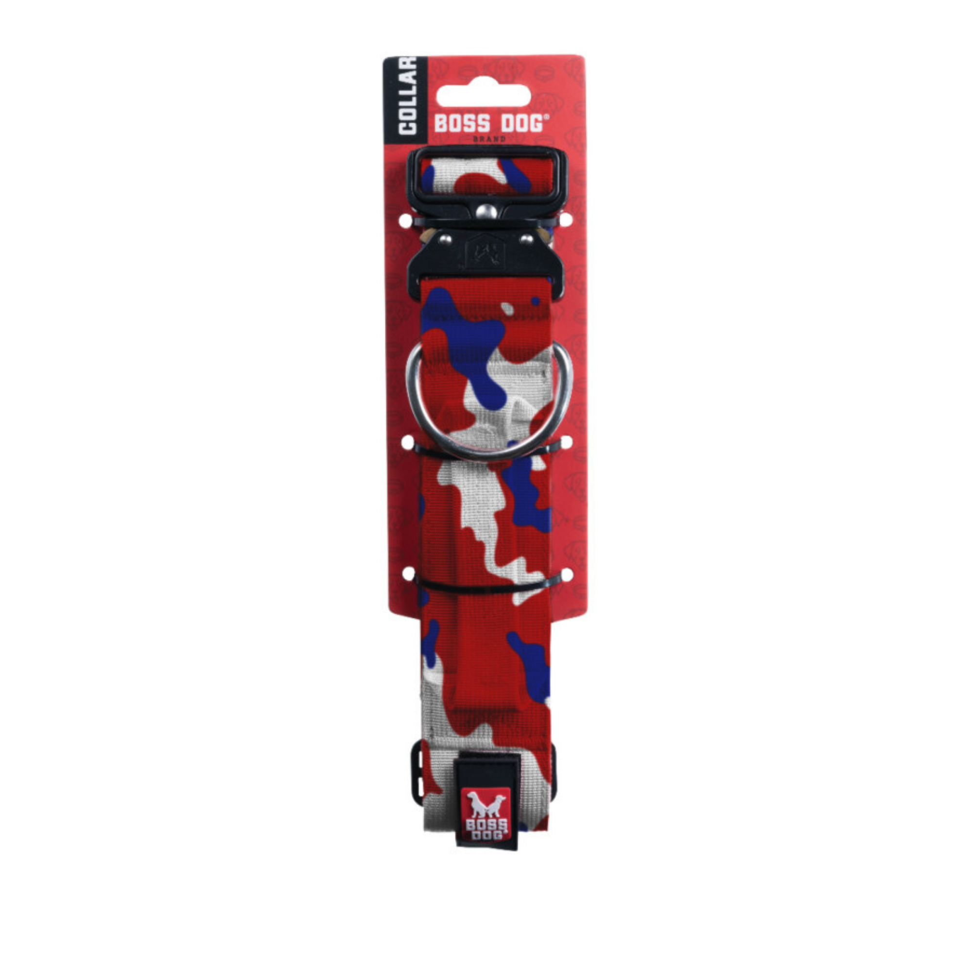 Boss Dog Tactical Adjustable Dog Collar Red, White, Blue, 1ea/MD, 1518 in