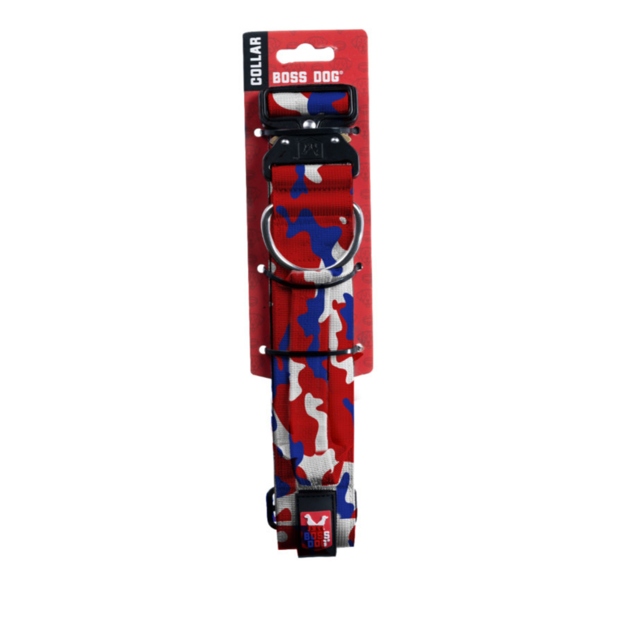 Boss Dog Tactical Adjustable Dog Collar Red, White, Blue, 1ea/XL, 2028 in