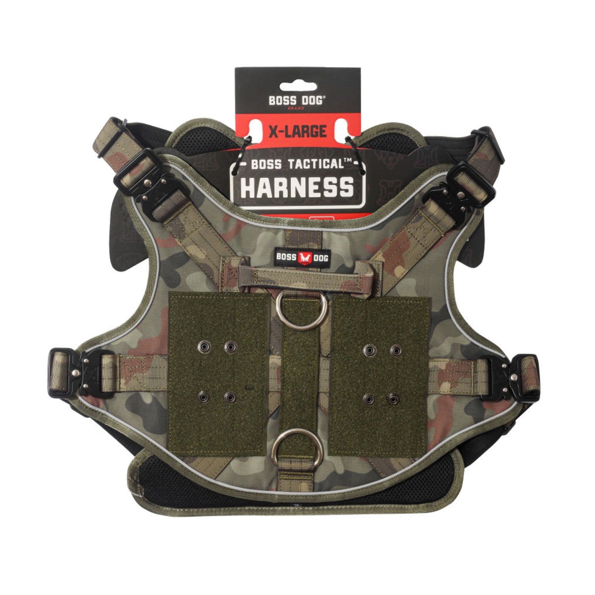 Boss Dog Tactical Dog Harness Green Camo, 1ea/XL