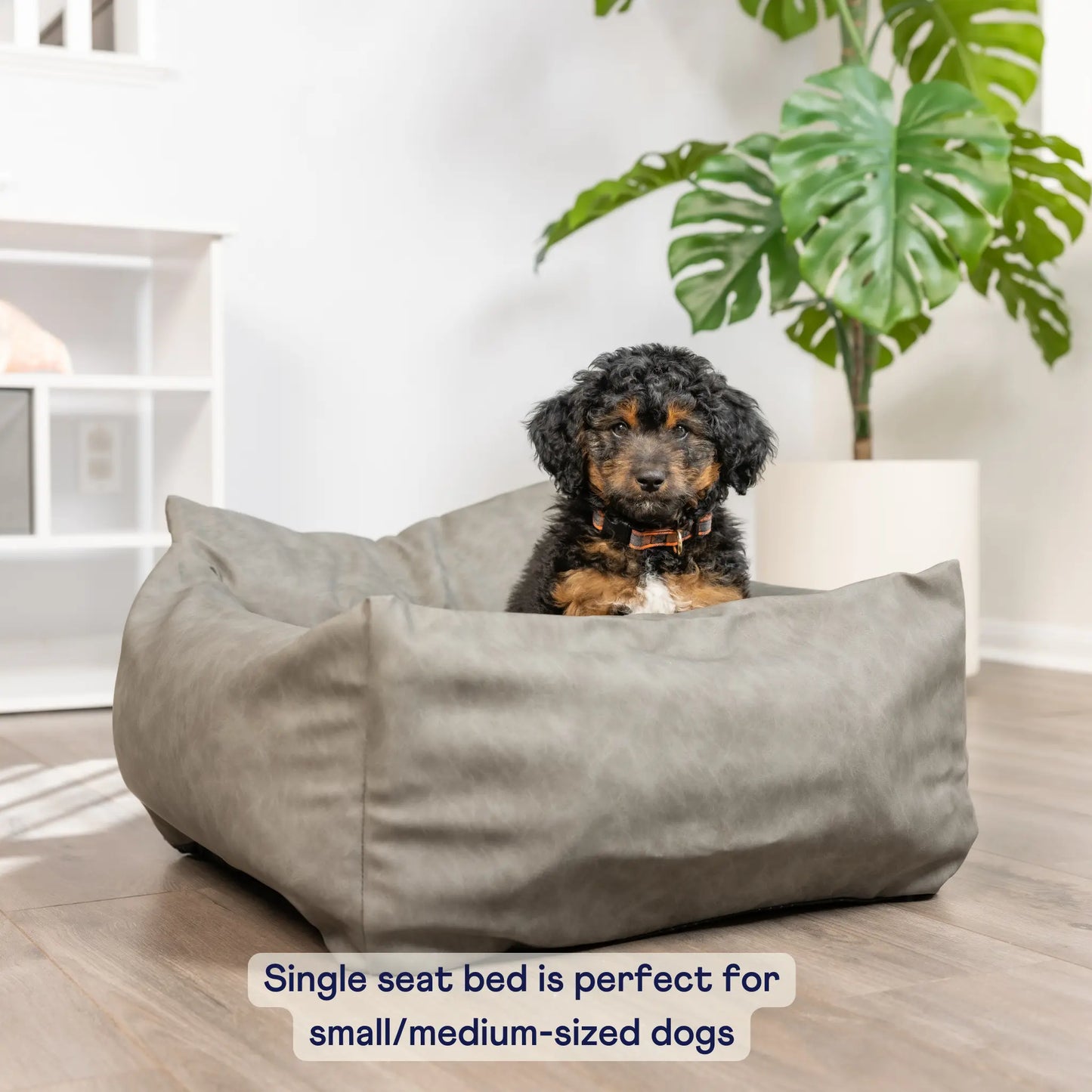 PupProtector™ Faux Leather Memory Foam Dog Car Bed - Slate Gray Paw.com