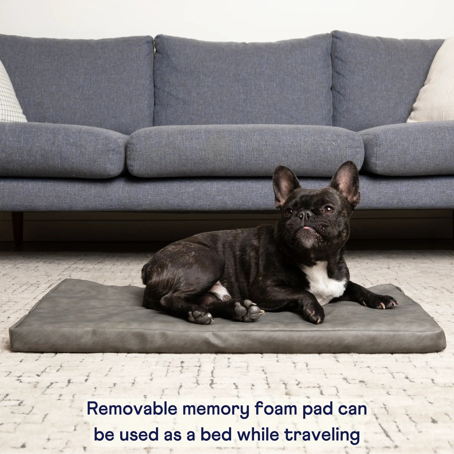 PupProtector™ Faux Leather Memory Foam Dog Car Bed - Slate Gray Paw.com