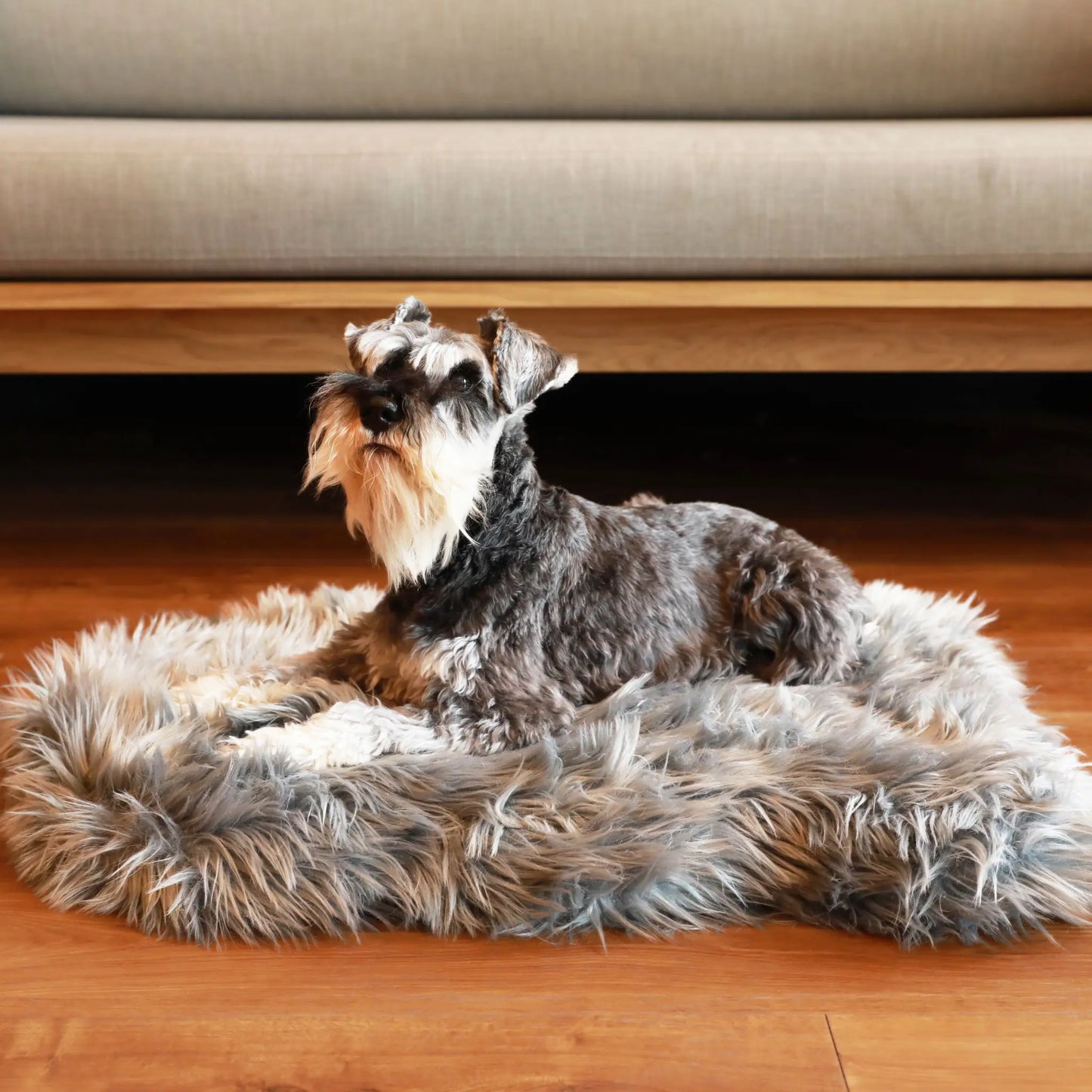 PupRug by Paw.com™ Faux Fur Orthopedic Dog Bed - Curve Charcoal Grey Paw.com