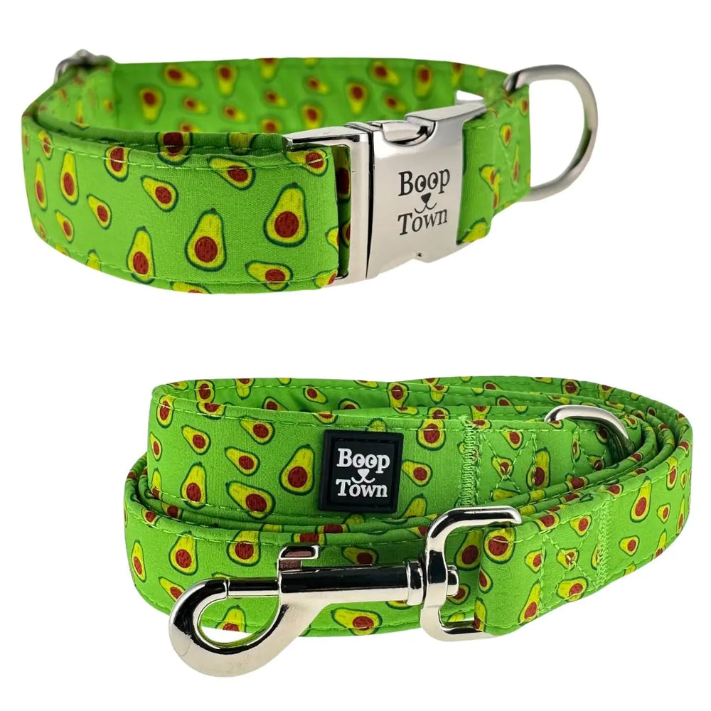Boop Town Matching Collar and Leash Sets - Soft Cotton with Metal Buckle