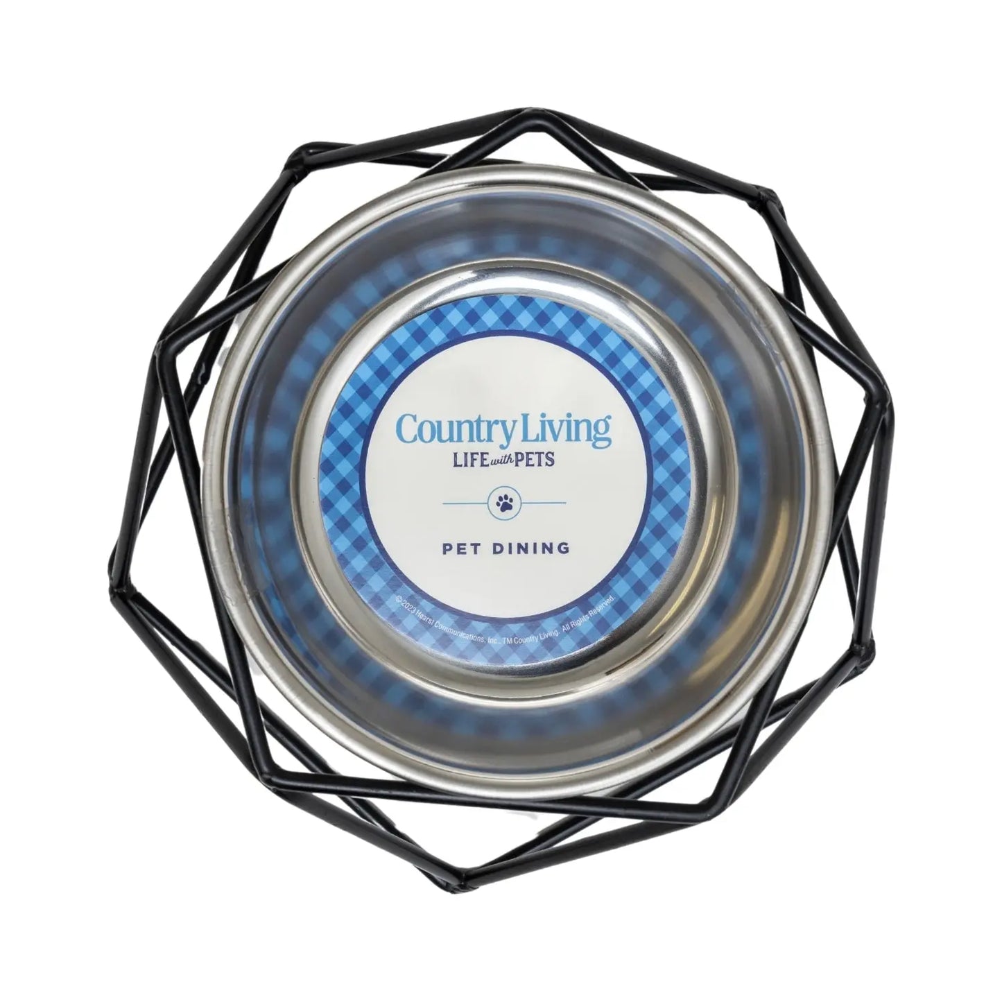 Country Living Elevated Single Dog Bowl Feeder – Geometric Design with Removable Stainless Steel Bowl American Pet Supplies