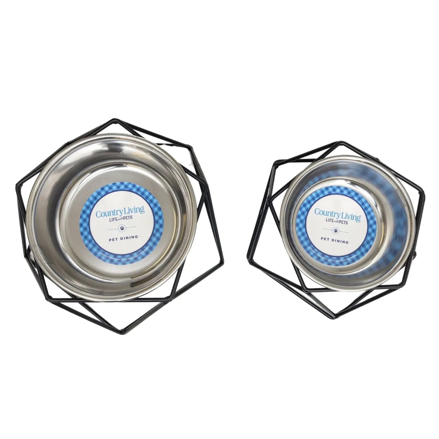 Country Living Elevated Single Dog Bowl Feeder – Geometric Design with Removable Stainless Steel Bowl American Pet Supplies