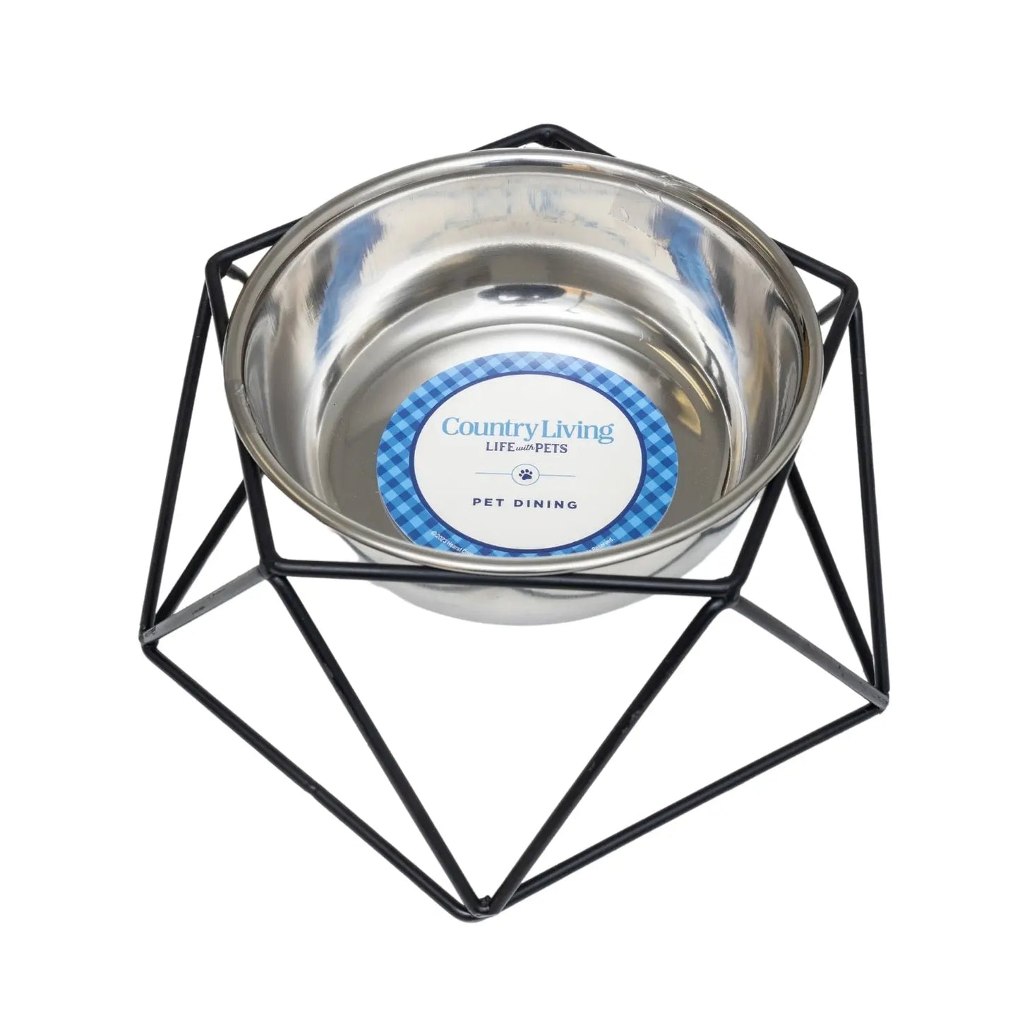 Country Living Elevated Single Dog Bowl Feeder – Geometric Design with Removable Stainless Steel Bowl American Pet Supplies