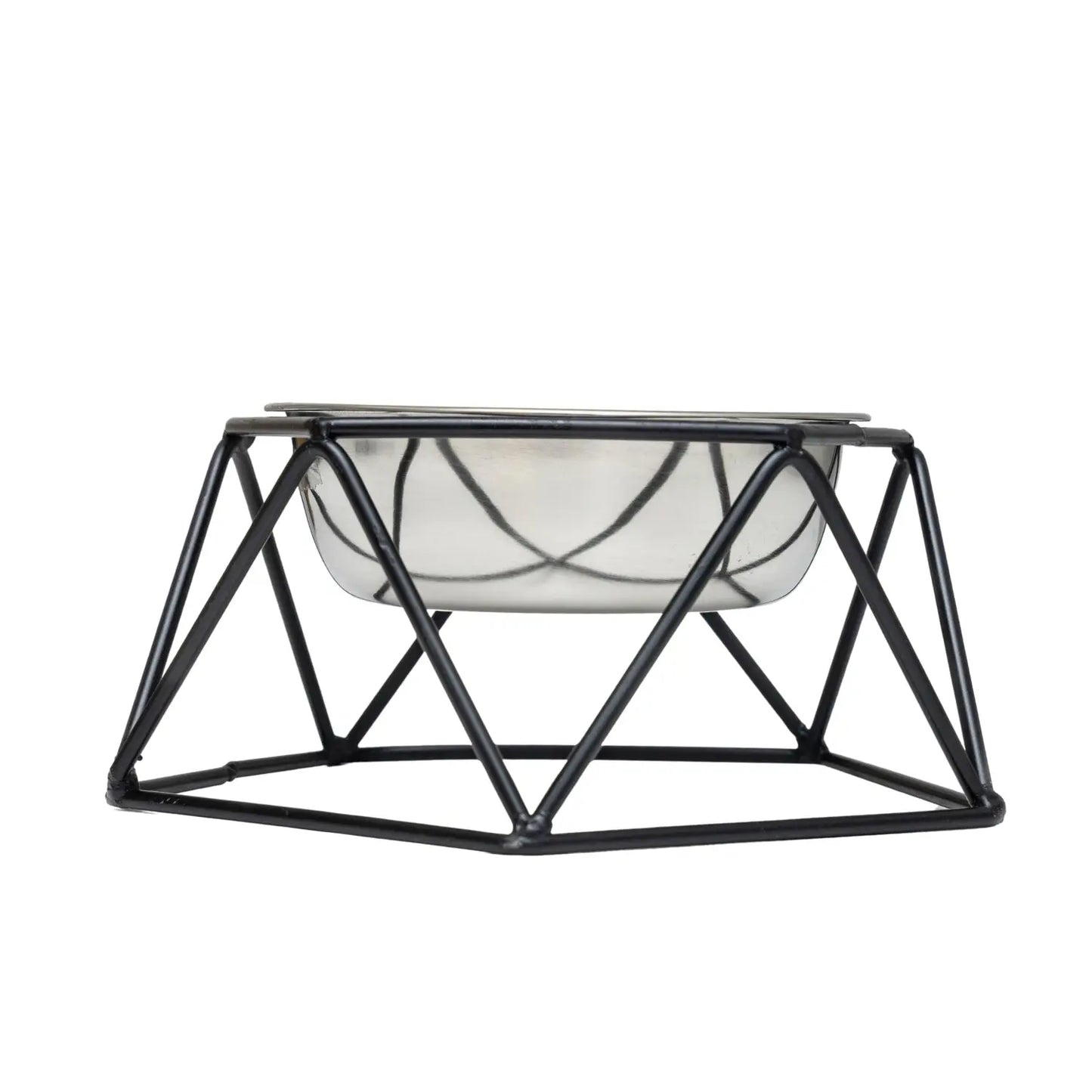Country Living Elevated Single Dog Bowl Feeder – Geometric Design with Removable Stainless Steel Bowl American Pet Supplies