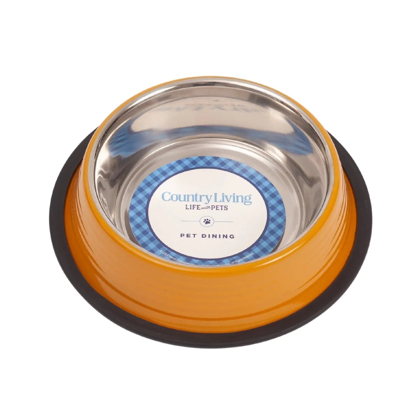 Country Living Set of 2 Ribbed Non-Slip Pet Bowls – Golden Yellow American Pet Supplies