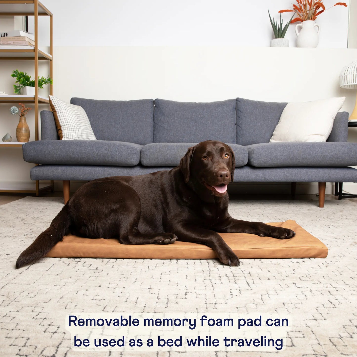 PupProtector™ Faux Leather Memory Foam Dog Car Bed - Camel Paw.com