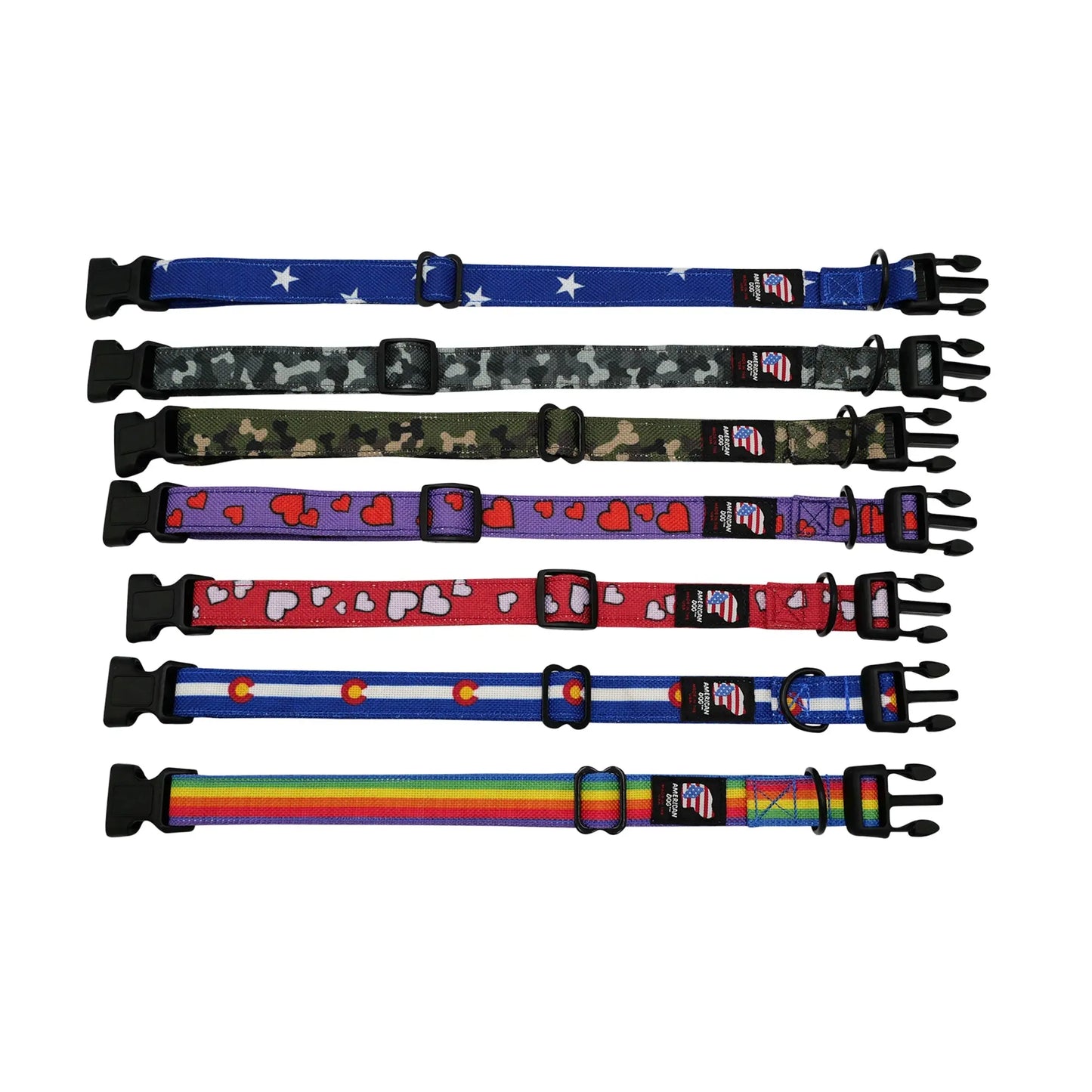 Collars. Ballistic Solids & Print Designs American Dog