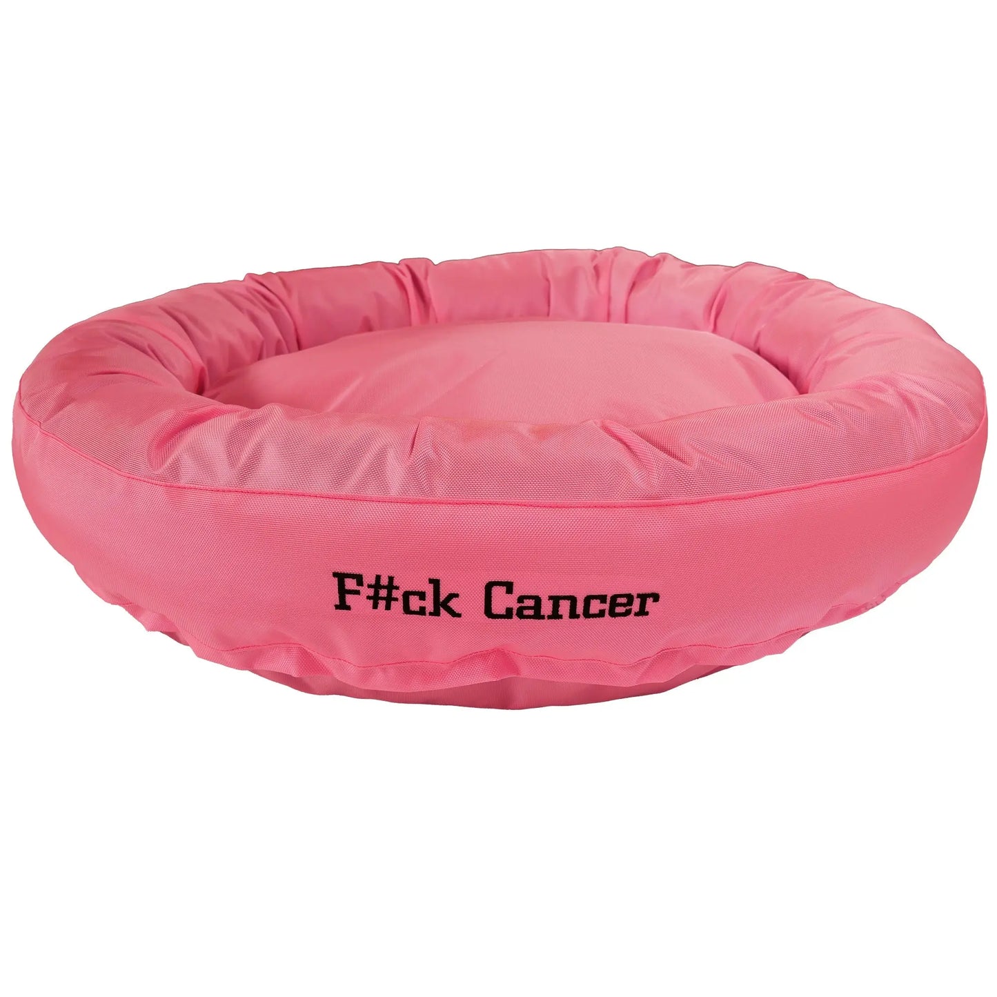 Dog Bed Round Bolster Armor™ 'F#ck Cancer' American Dog