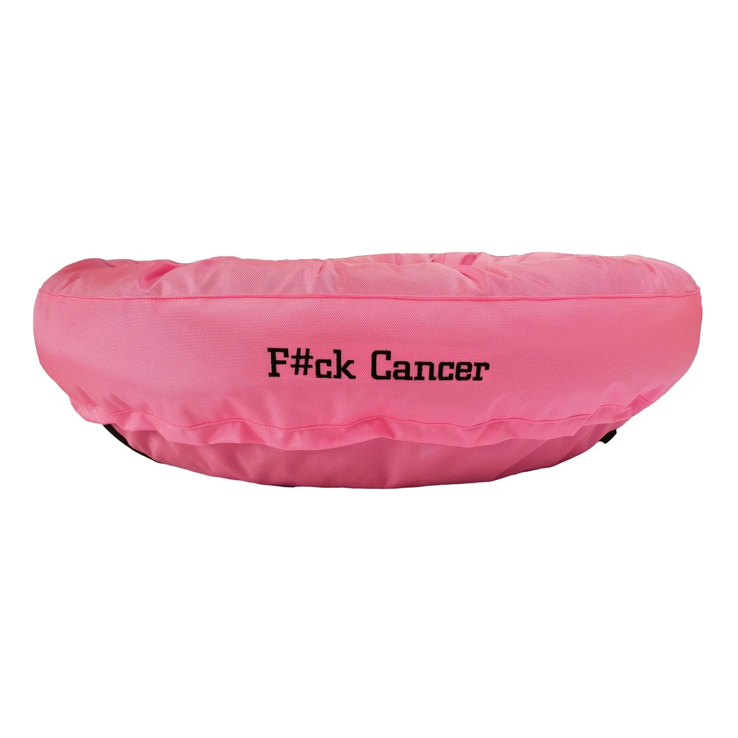 Dog Bed Round Bolster Armor™ 'F#ck Cancer' American Dog