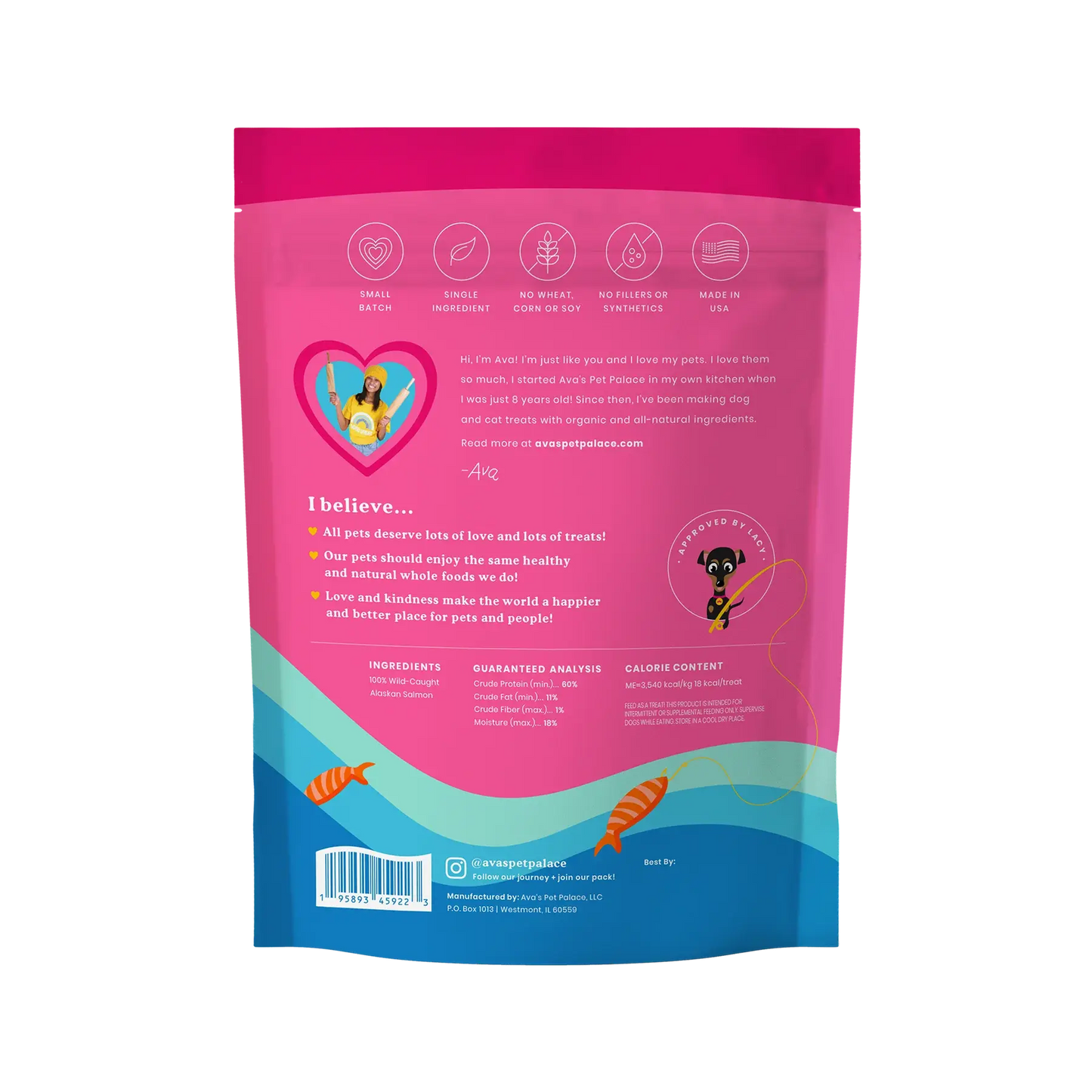 Ava's Pet Palace Crunchy Jerky Dog Treats - Snappin' Salmon Treats (4 oz) American Pet Supplies
