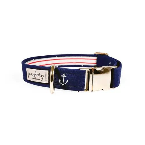Anchors Away Nautical Buckle & Martingale Dog Collar Nauti-dog Handmade