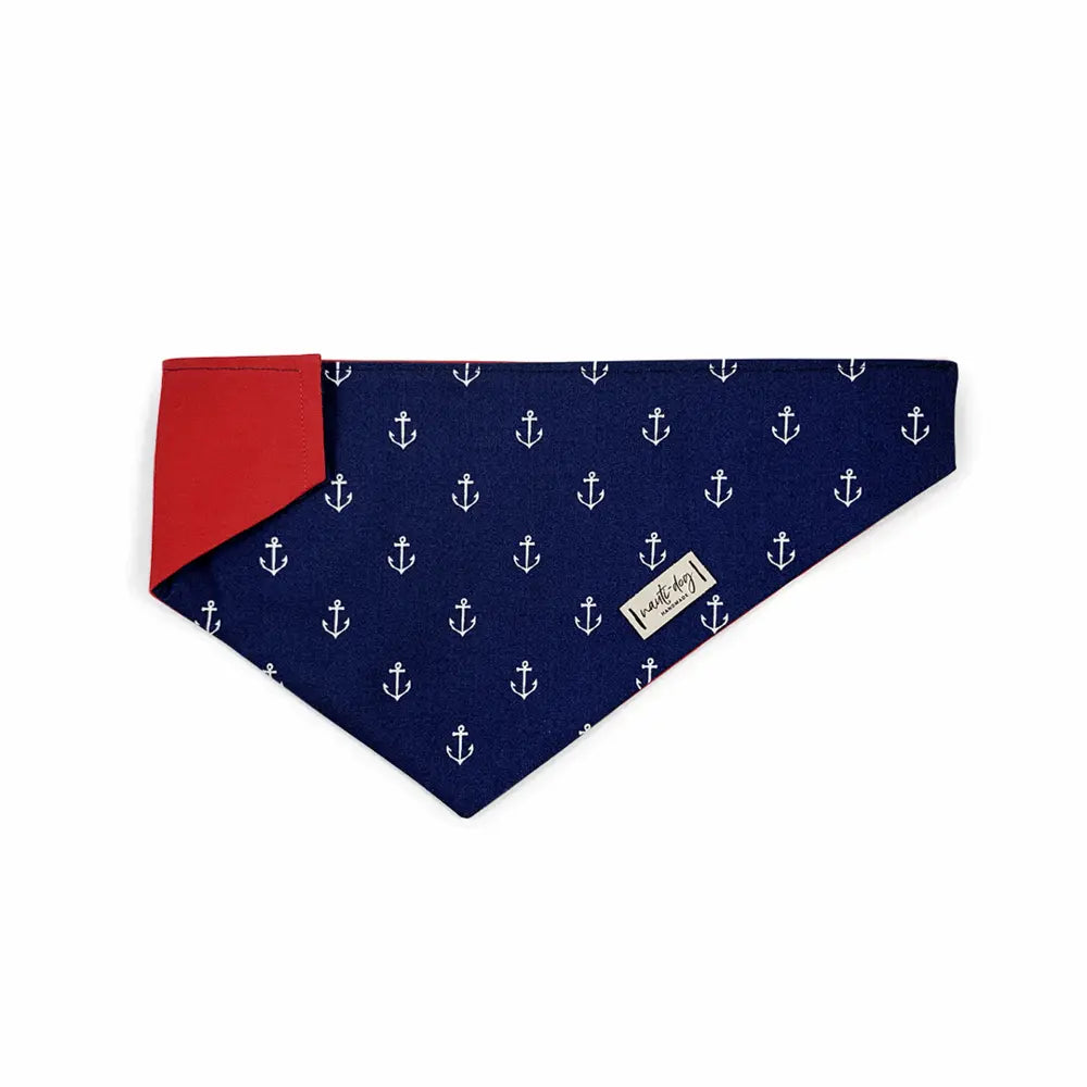 Anchors Away Nautical Over-the-Collar Dog Bandana Nauti-dog Handmade