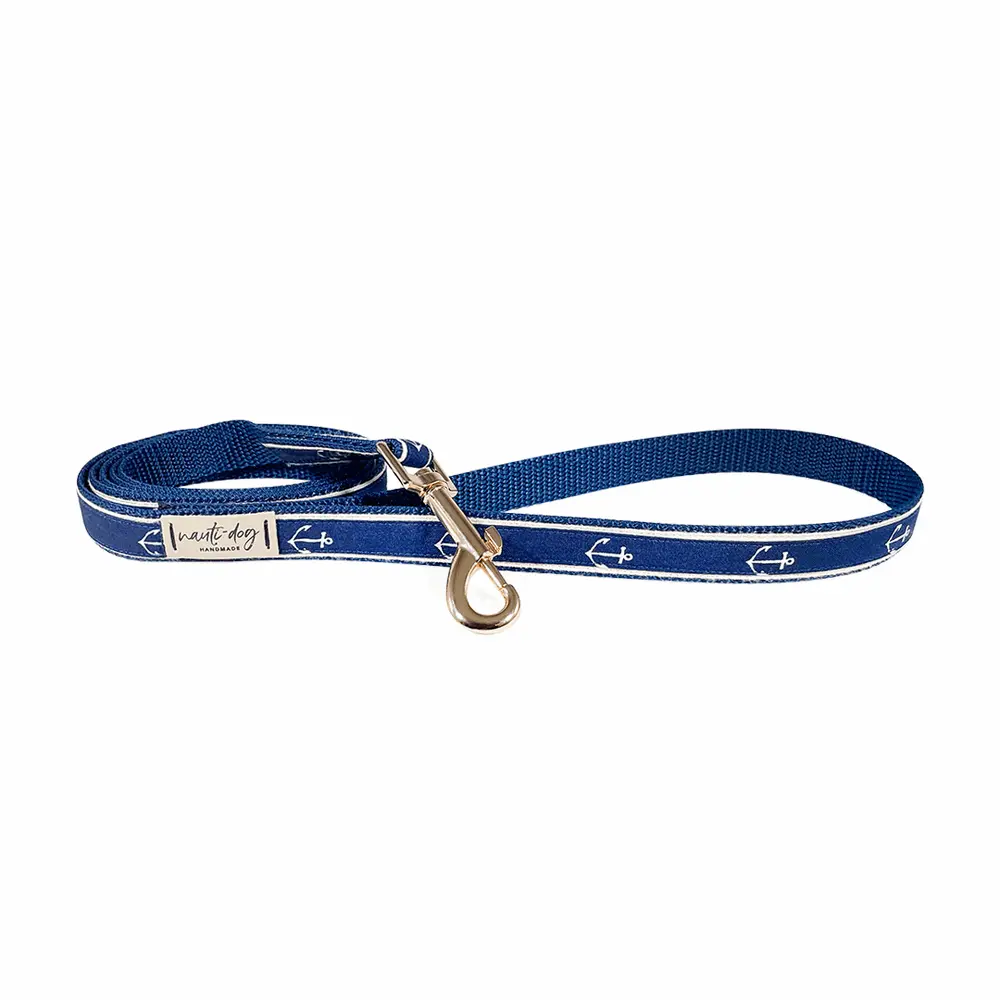 Anchors Away Nautical Ribbon Dog Leash Nauti-dog Handmade