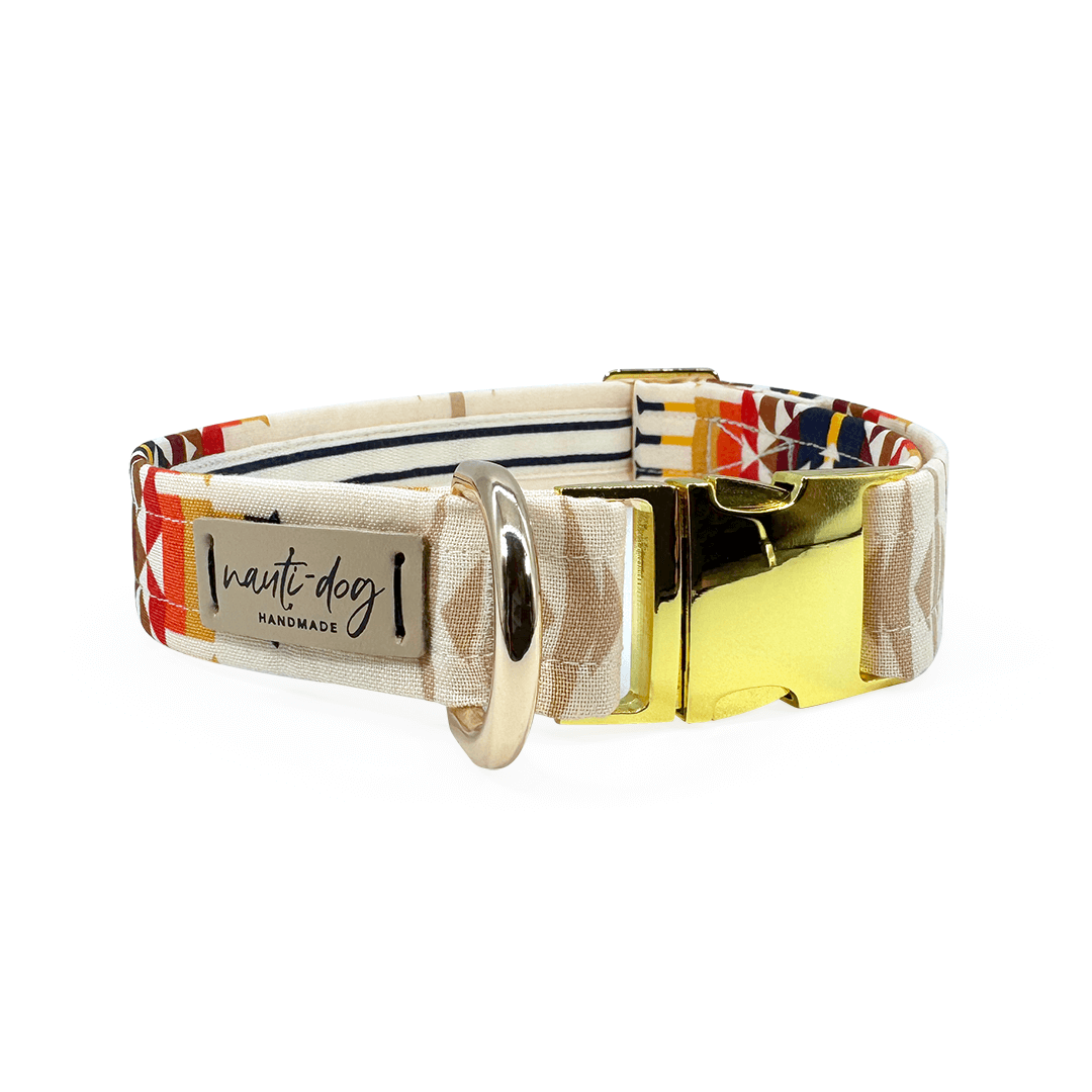 Aztec Southwestern Woven Stripe Buckle & Martingale Collar Nauti-dog Handmade