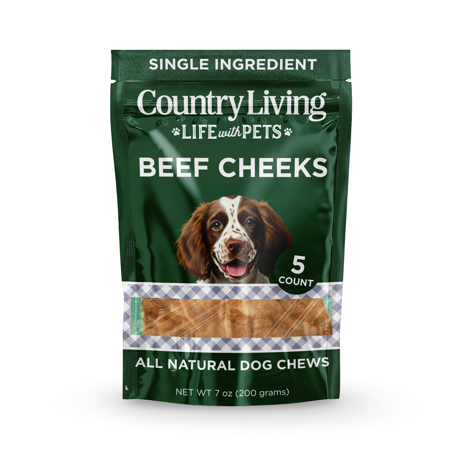 Country Living 4” x 4” Beef Cheek Chip Dog Treats – Chicken Flavor – 5 Count Bag – All-Natural, High-Protein, Long-Lasting Dog Chews American Pet Supplies