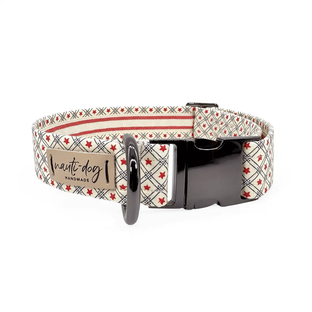 Betsy Ross Vintage Patriotic American Star Buckle & Martingale Dog Collar Nauti-dog Handmade