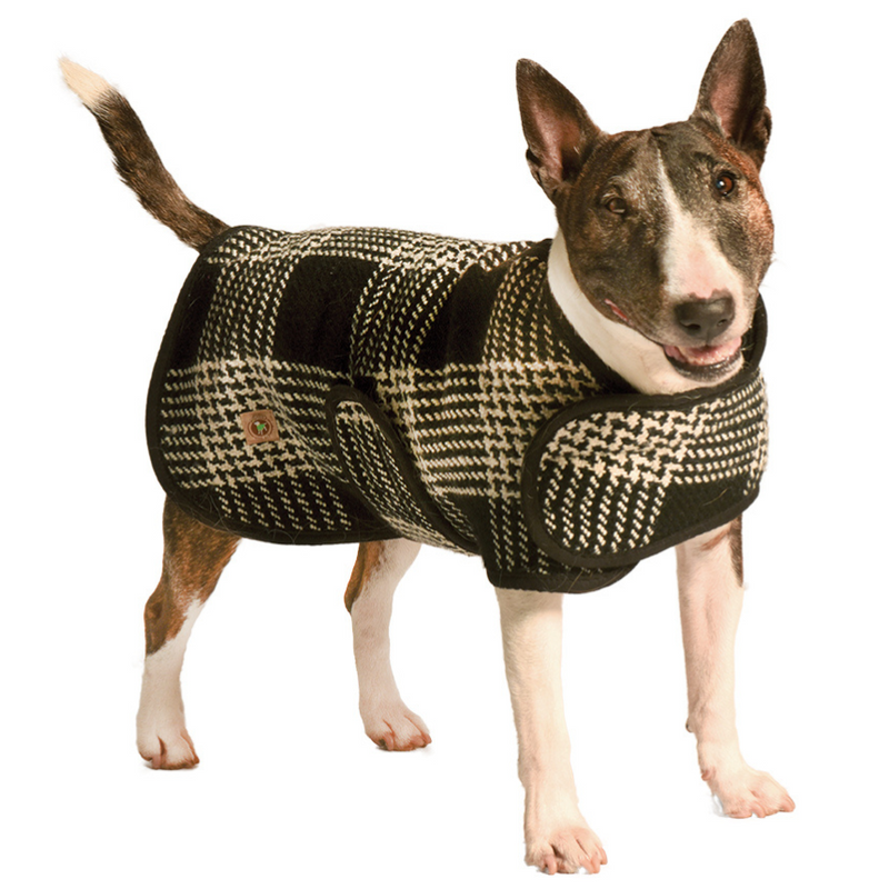 Black and White Plaid Blanket Dog Coat