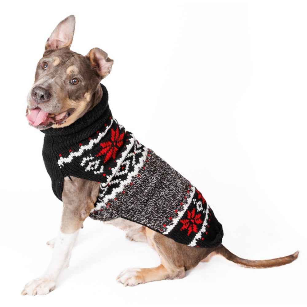 Black Nordic Snowflake Dog Sweater