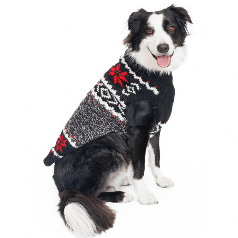 Black Nordic Snowflake Dog Sweater