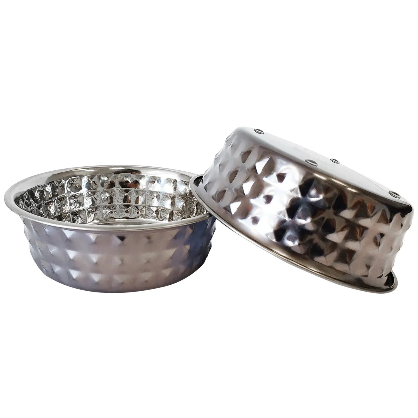 Country Living Set of 2 Hammered Stainless Steel Dog Bowls – Black Pearl American Pet Supplies