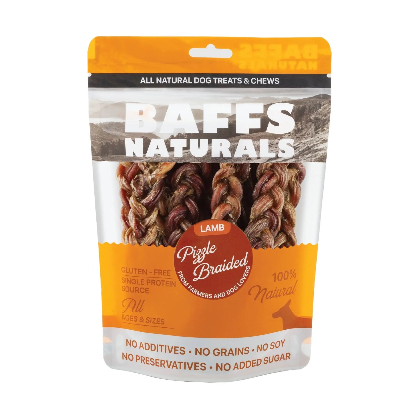 BAFFS NATURALS Braided Lamb Pizzle Chews – Long-Lasting, All-Natural Dog Treats (8oz Bag) American Pet Supplies