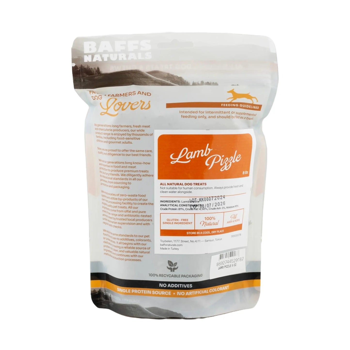 BAFFS NATURALS Braided Lamb Pizzle Chews – Long-Lasting, All-Natural Dog Treats (8oz Bag) American Pet Supplies