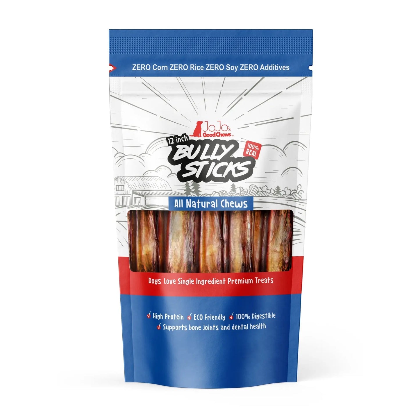 All-Natural Beef Bully Stick Dog Treats, Single Ingredient Dog Chews – 12-Inch Jumbo (2-Pack) American Pet Supplies