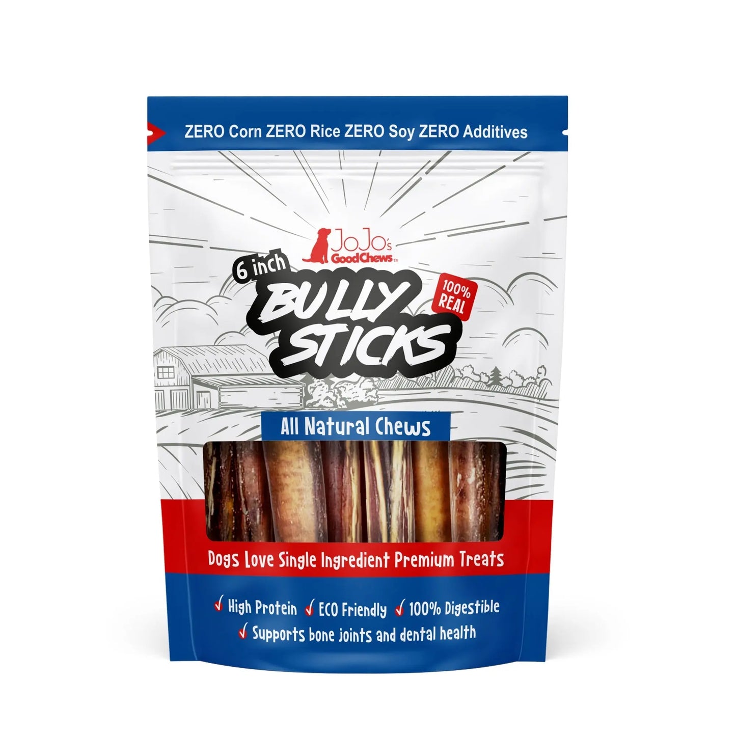 All-Natural Beef Bully Stick Dog Treats, High Protein & Long-Lasting Chews – 6-Inch Thick (3-Pack) American Pet Supplies