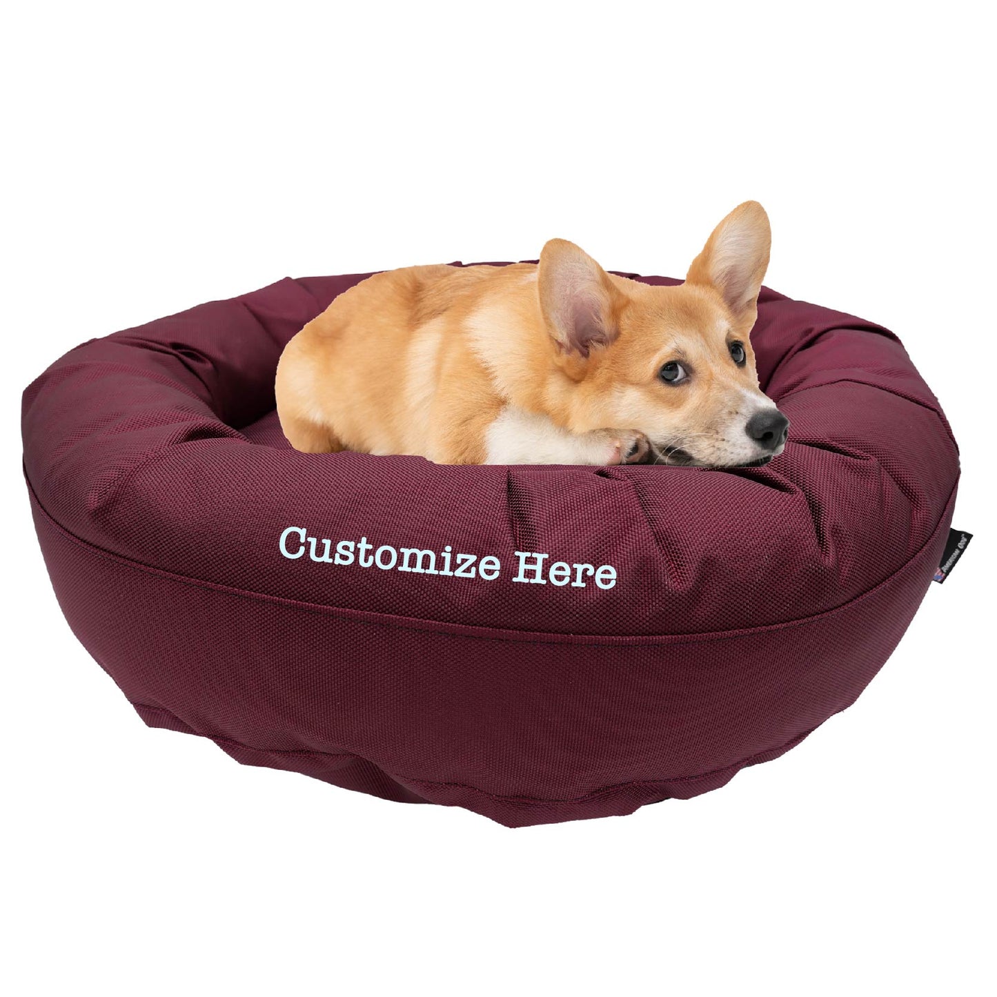 Dog Bed Round Bolster Armor™ 'Happy Pawlidays' American Dog