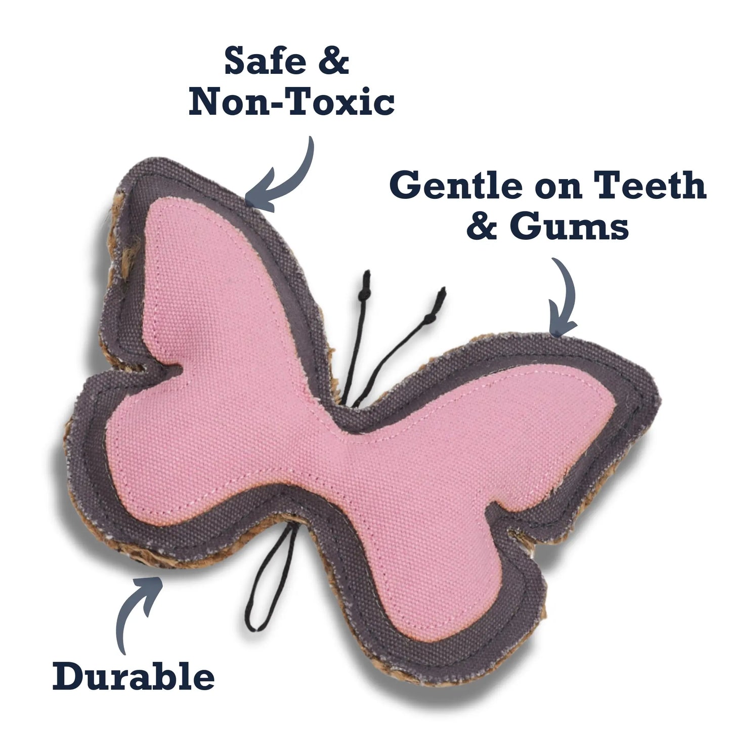 Country Living Canvas & Jute Butterfly-Shaped Dog Chew Toy – Durable, Safe and Non-Toxic American Pet Supplies