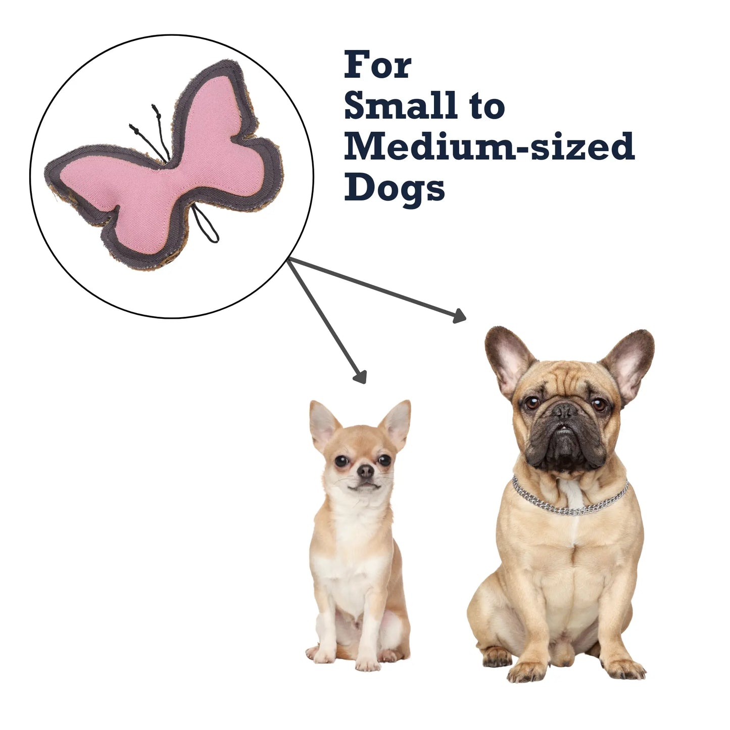 Country Living Canvas & Jute Butterfly-Shaped Dog Chew Toy – Durable, Safe and Non-Toxic American Pet Supplies