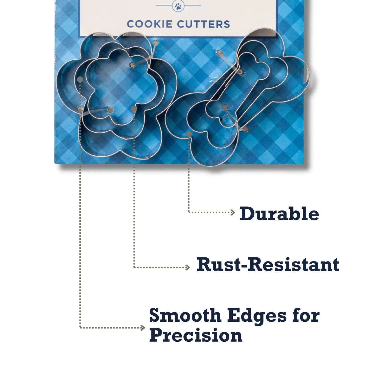 Country Living 6-Piece Stainless Steel Cookie Cutter Set (3 Paw-Shaped, 3 Bone-Shaped) American Pet Supplies