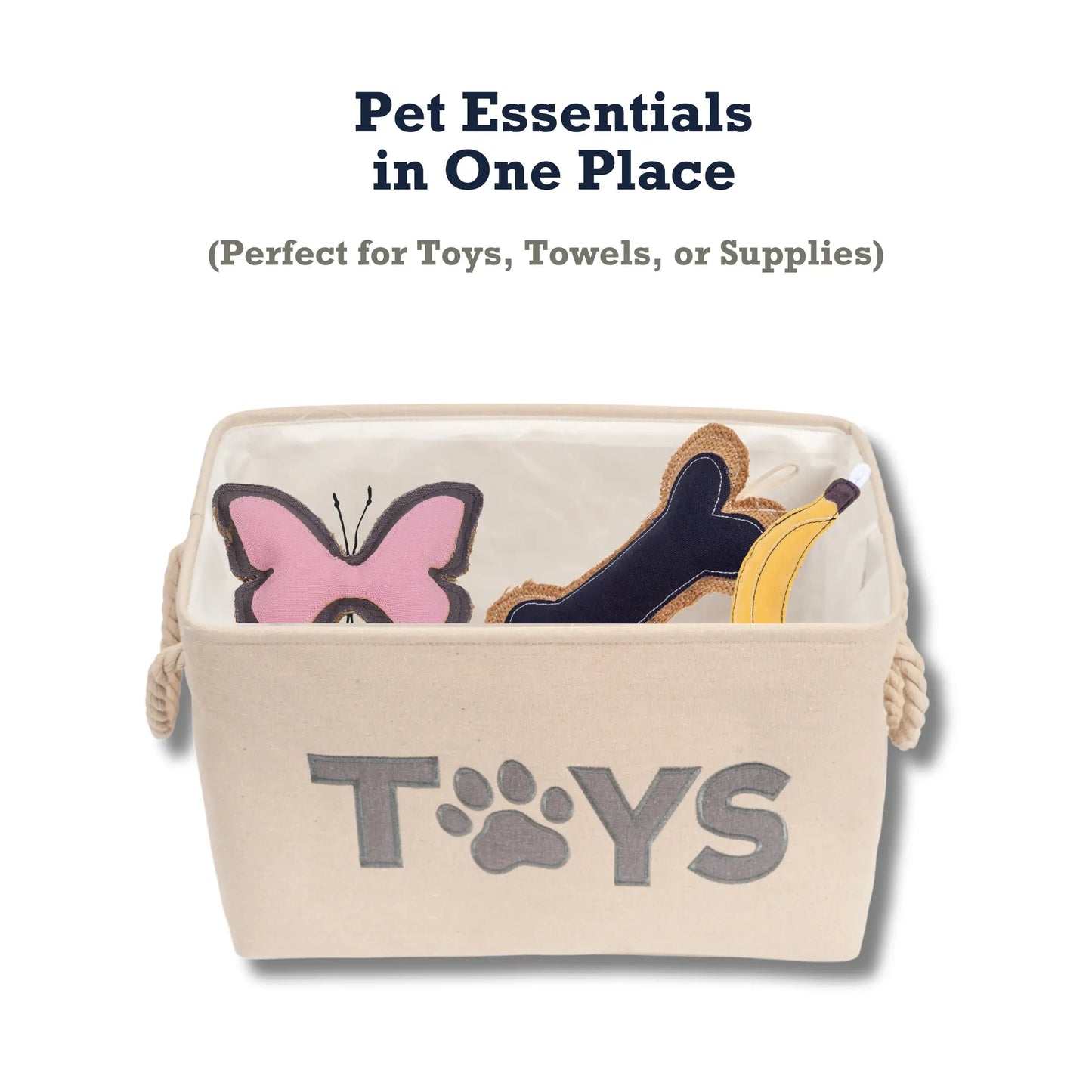 Country Living Foldable Fabric Dog Toy Storage Bin - Convenient Organizer for Pet Accessories American Pet Supplies