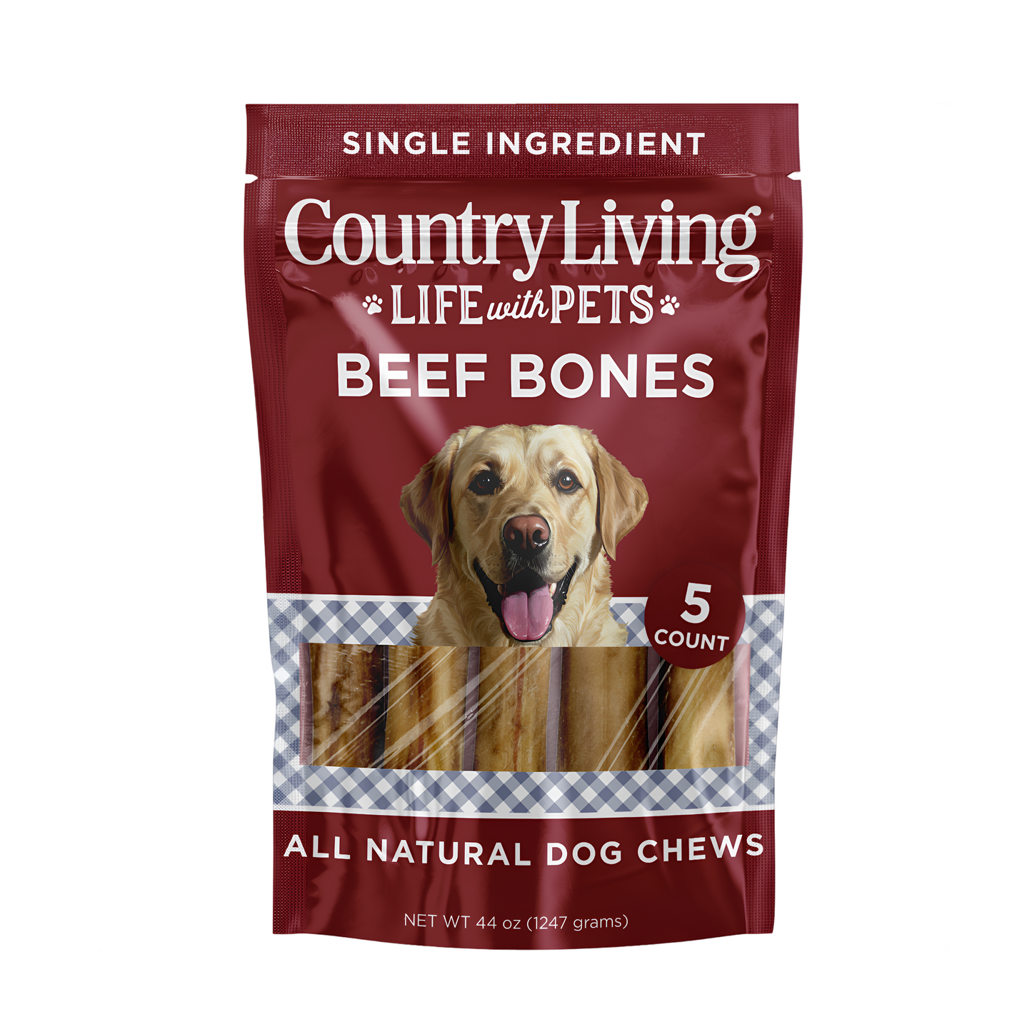 Country Living 5”-6” Beef Center Cut Bones for Dogs – 5 Count Bag – All-Natural, Long-Lasting Dog Chews – Single-Ingredient, High-Protein, Rawhide-Free – Supports Dental Health American Pet Supplies