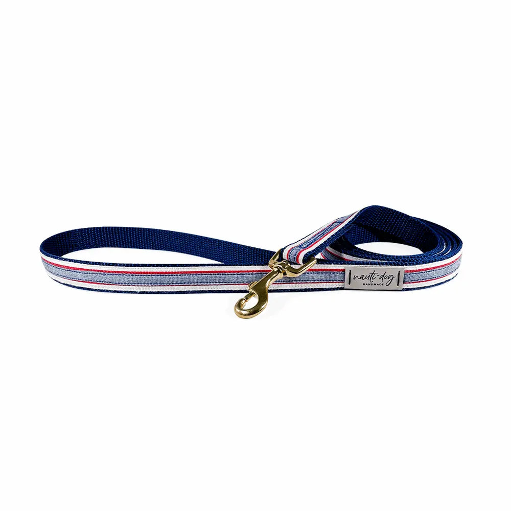 Chambray Classic Oxford Ribbon Dog Leash Nauti-dog Handmade