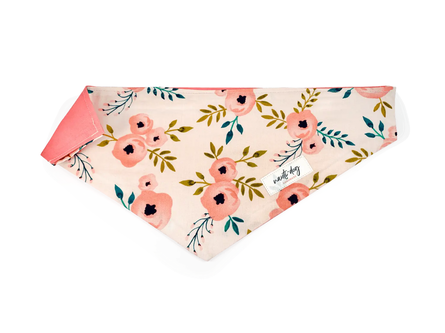 Charleston Blush Floral Tea Rose Over-the-collar Dog Bandana Nauti-dog Handmade