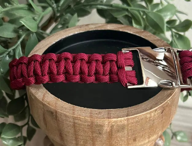 Cobra Braid in Maroon Handmade Dog Collar Pawsh Pup Co.