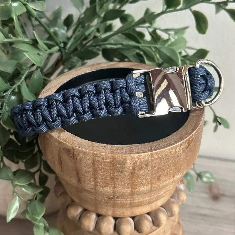 Cobra Braid in Navy Blue - Handmade Dog Collar Pawsh Pup Co.